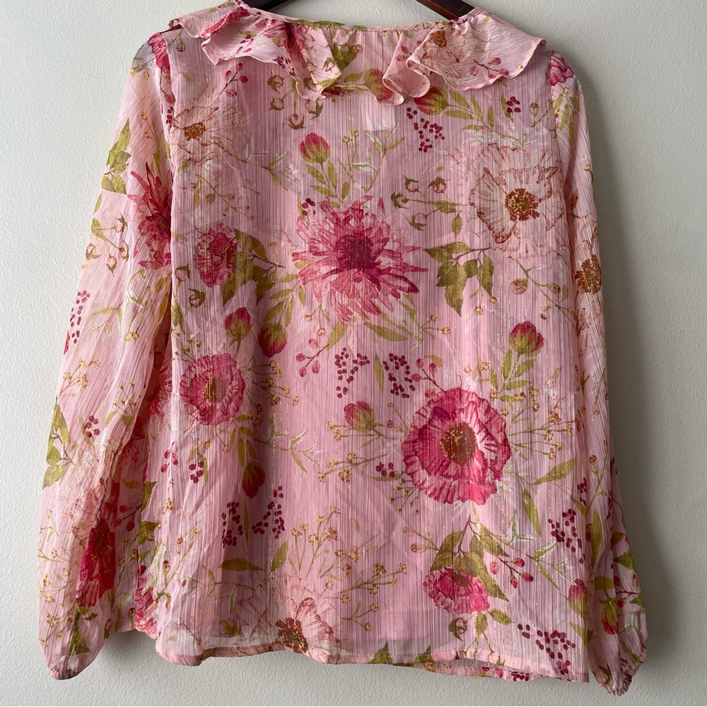 NWT LC Lauren Conrad Sheer Blouse with Camisole Women’s M Pink Feminine Office - Picture 2 of 7